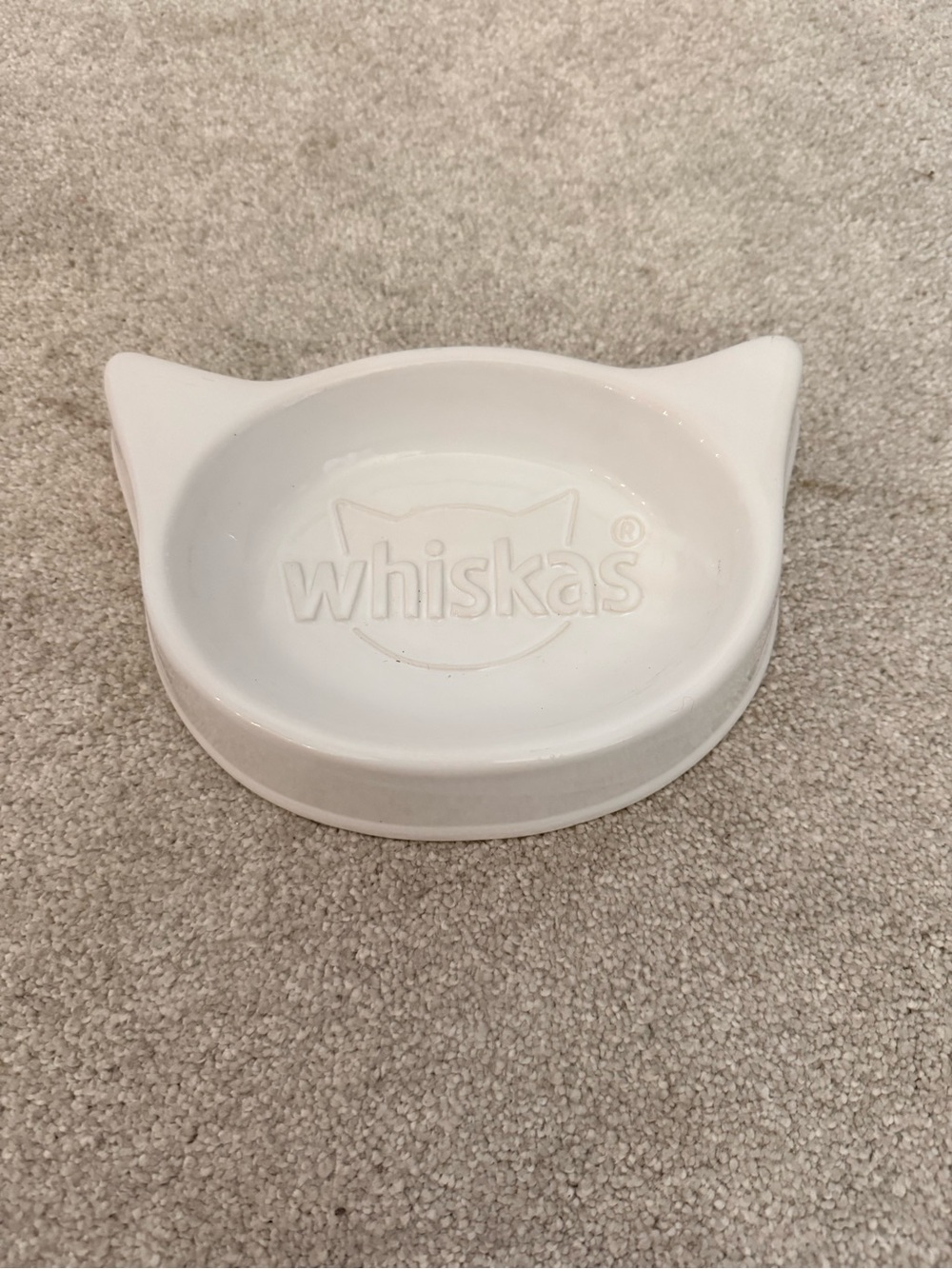 Whiskas White Cat-Shaped Ceramic Bowl